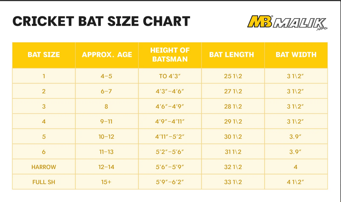 MB Malik UMZ Vintage 5 Star Cricket Bat (Size Harrow)